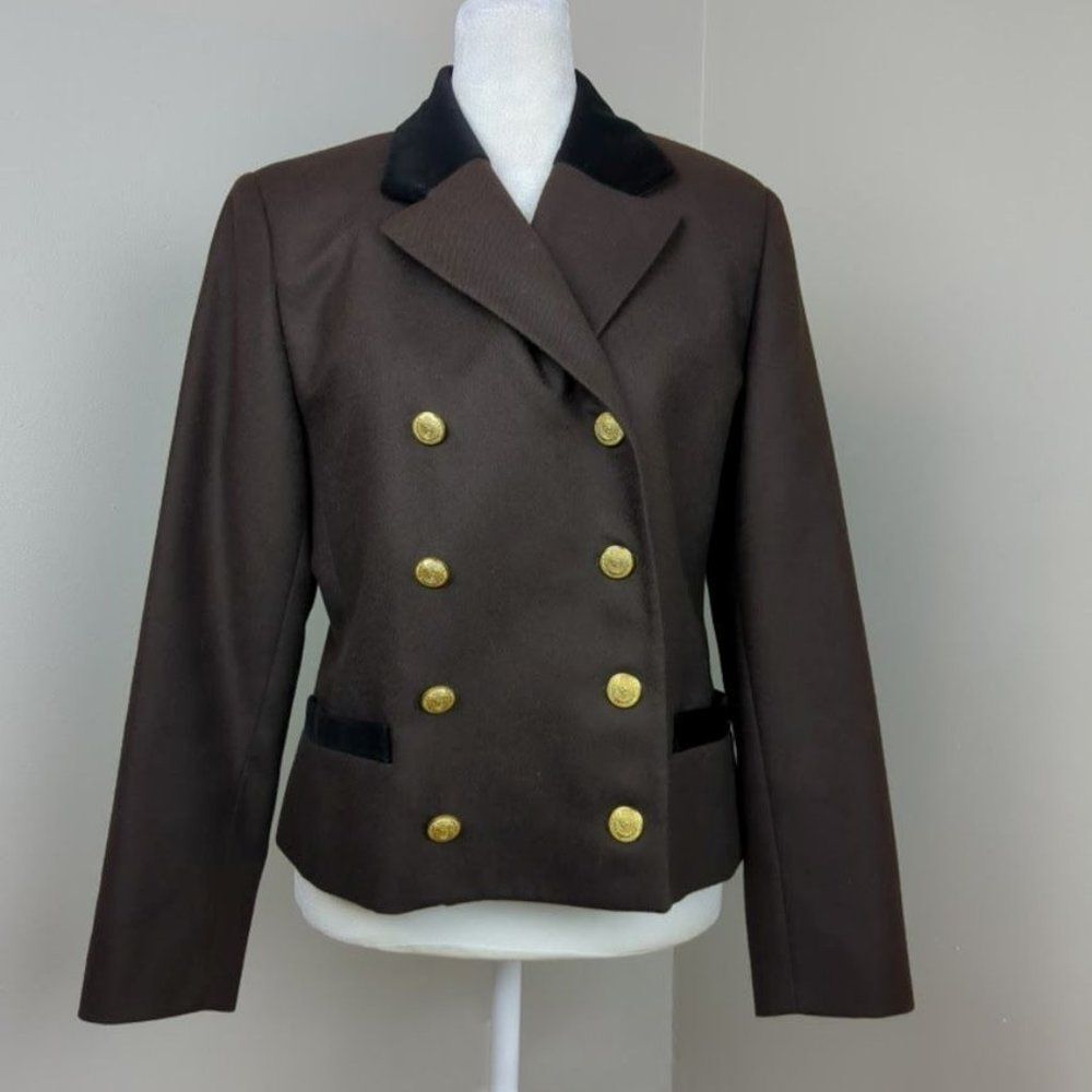 Vintage 1990s Chelsea Cambell Wool Blazer Double Breasted Dark Academia Corpcore